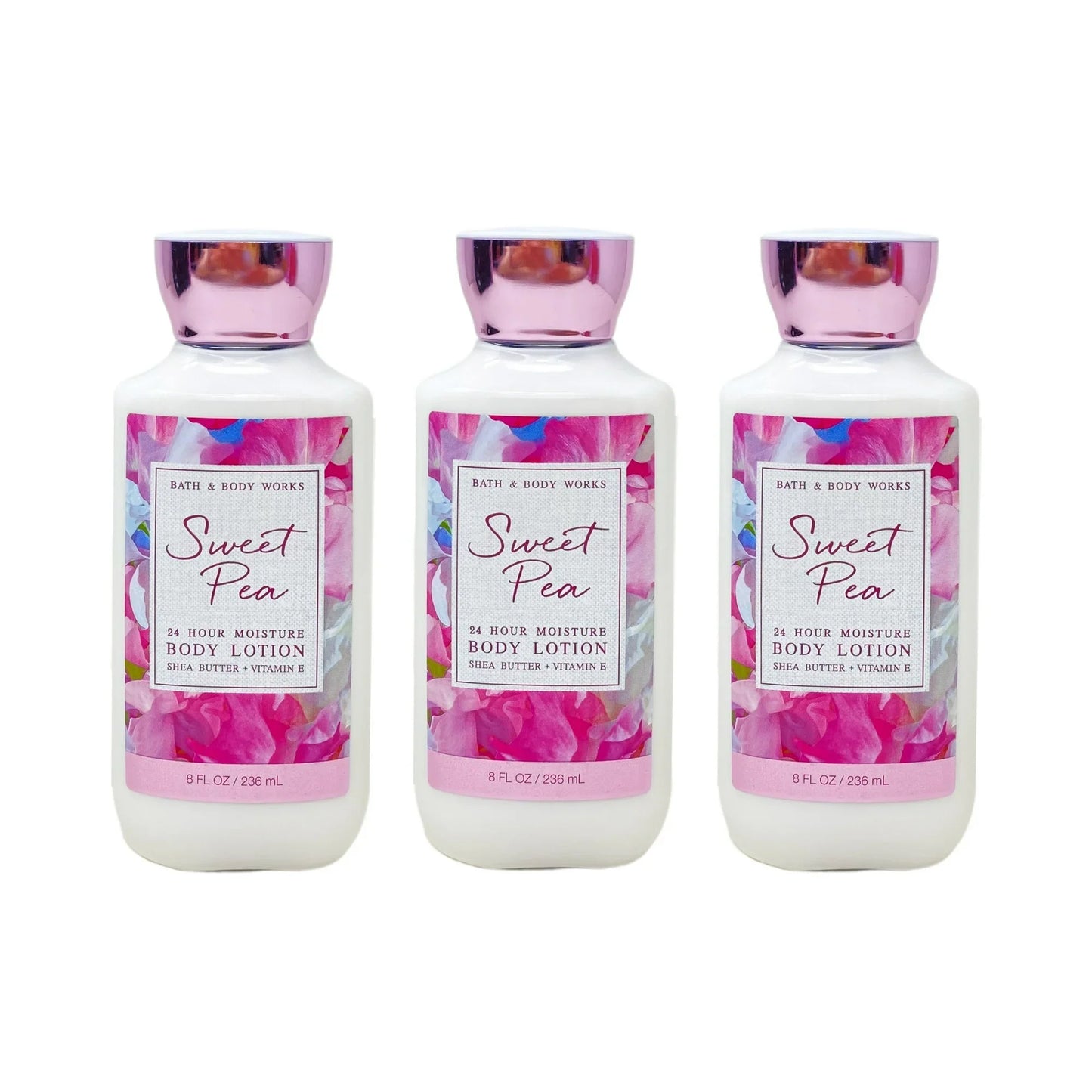 Bath and Body Works Sweet Pea 24 Hour Moisture Body Lotion Gift Set - Pack of 3