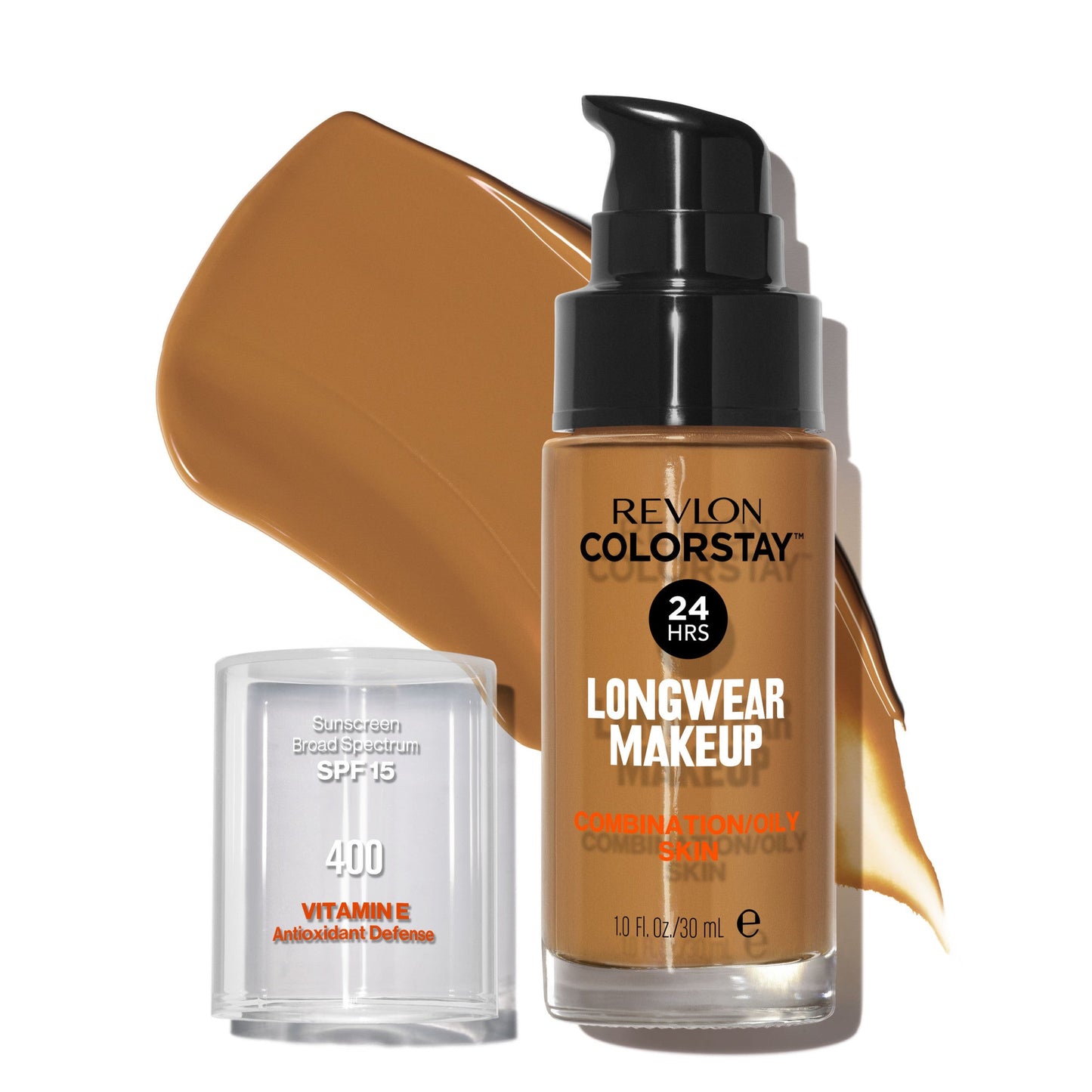Revlon ColorStay Liquid Foundation Makeup, Matte Finish, Combination/Oily Skin, SPF 15, 400 Caramel, 1 fl oz