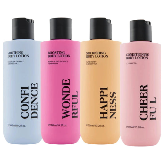 4-Piece Body Lotion Collection: Confidence, Wonderful, Happiness & Cheerful